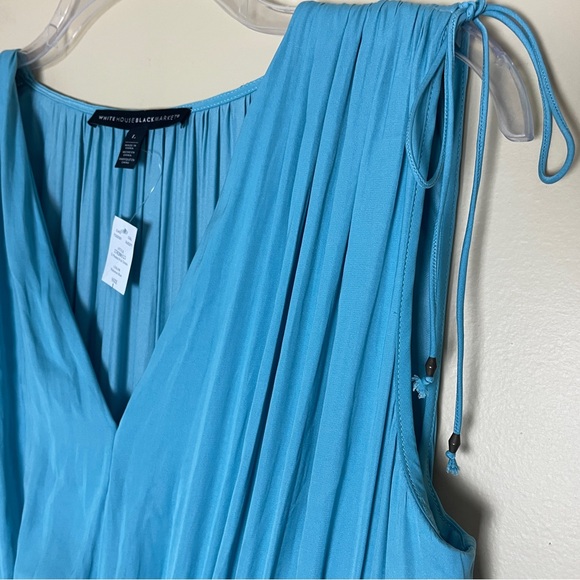 WHBM White House Black Market Midi Dress Large Pleated Sleeveless V-neck NWT - Picture 8 of 16